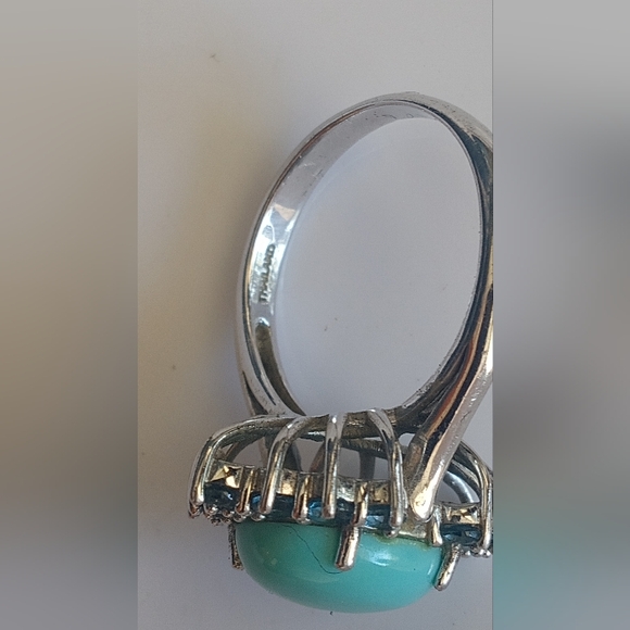 Sterling Silver Sleeping Beauty Turquoise Swiss Blue Topaz Ring - Picture 15 of 16